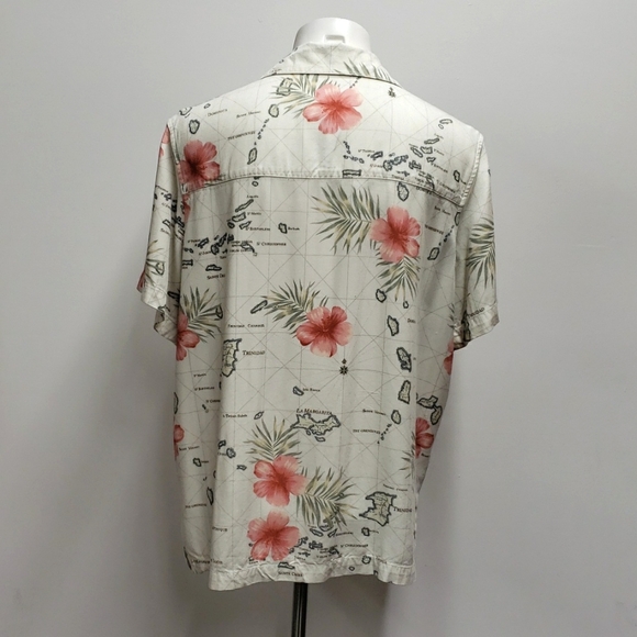 La Cabaña Hawaiian Short Sleeve Shirt Floral Map Print Women's Size 1X - Picture 5 of 10